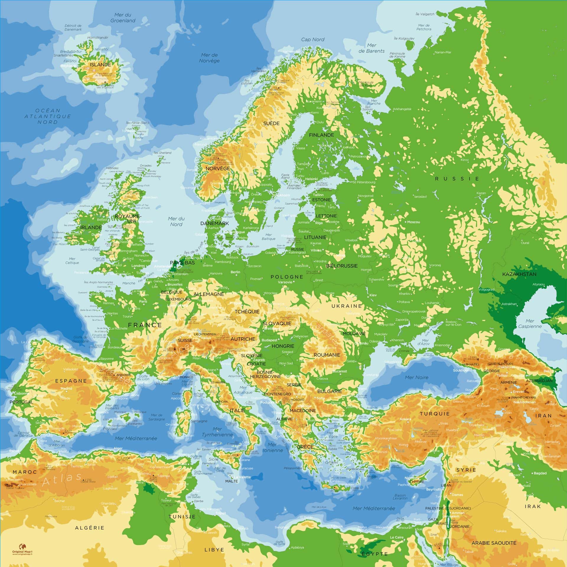 Nordeuropa Karta Atlas Landkarte Beschriftung Europakarte Westeuropa
