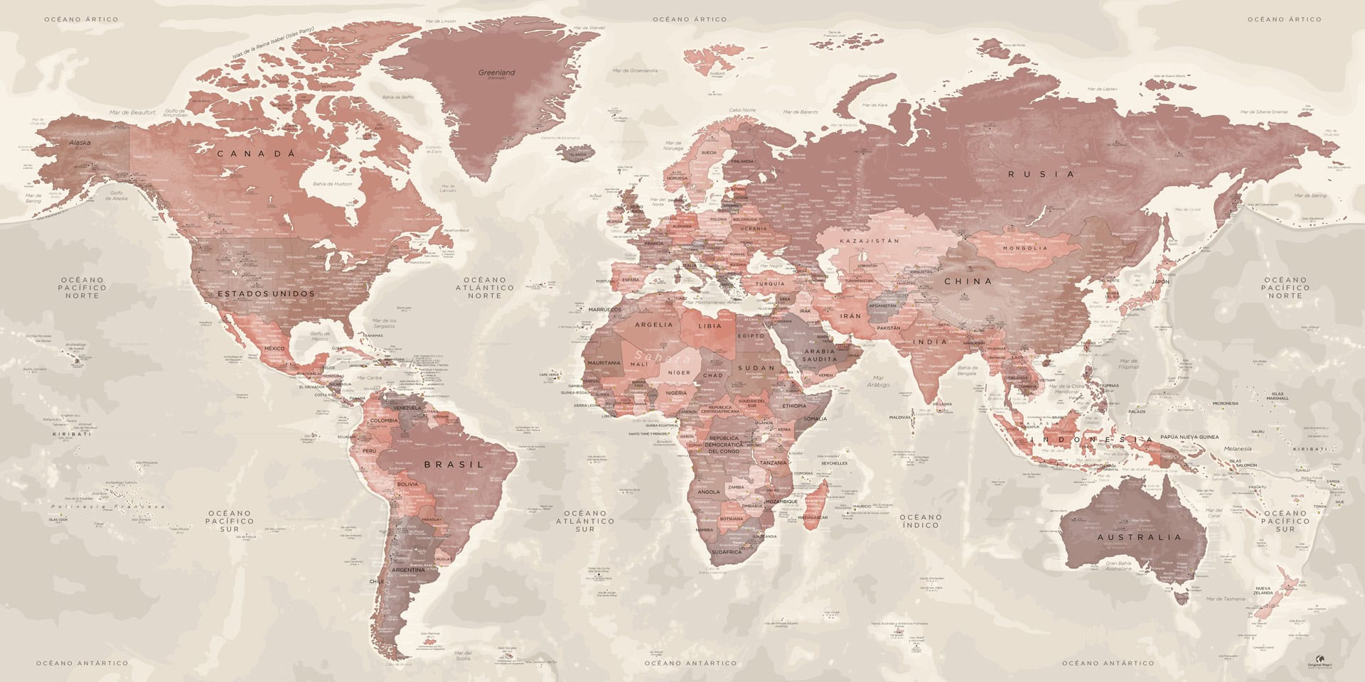 Hermoso Mapa Mundial - Mapa Mundial Grande - Idea de regalo