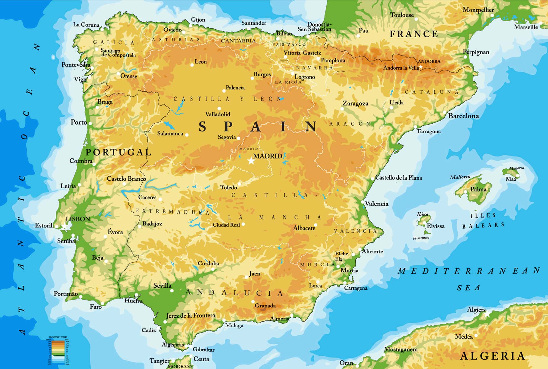 Espanha Mapa A Espanha Num Mapa Mapa Com A Espanha Europa Do Sul