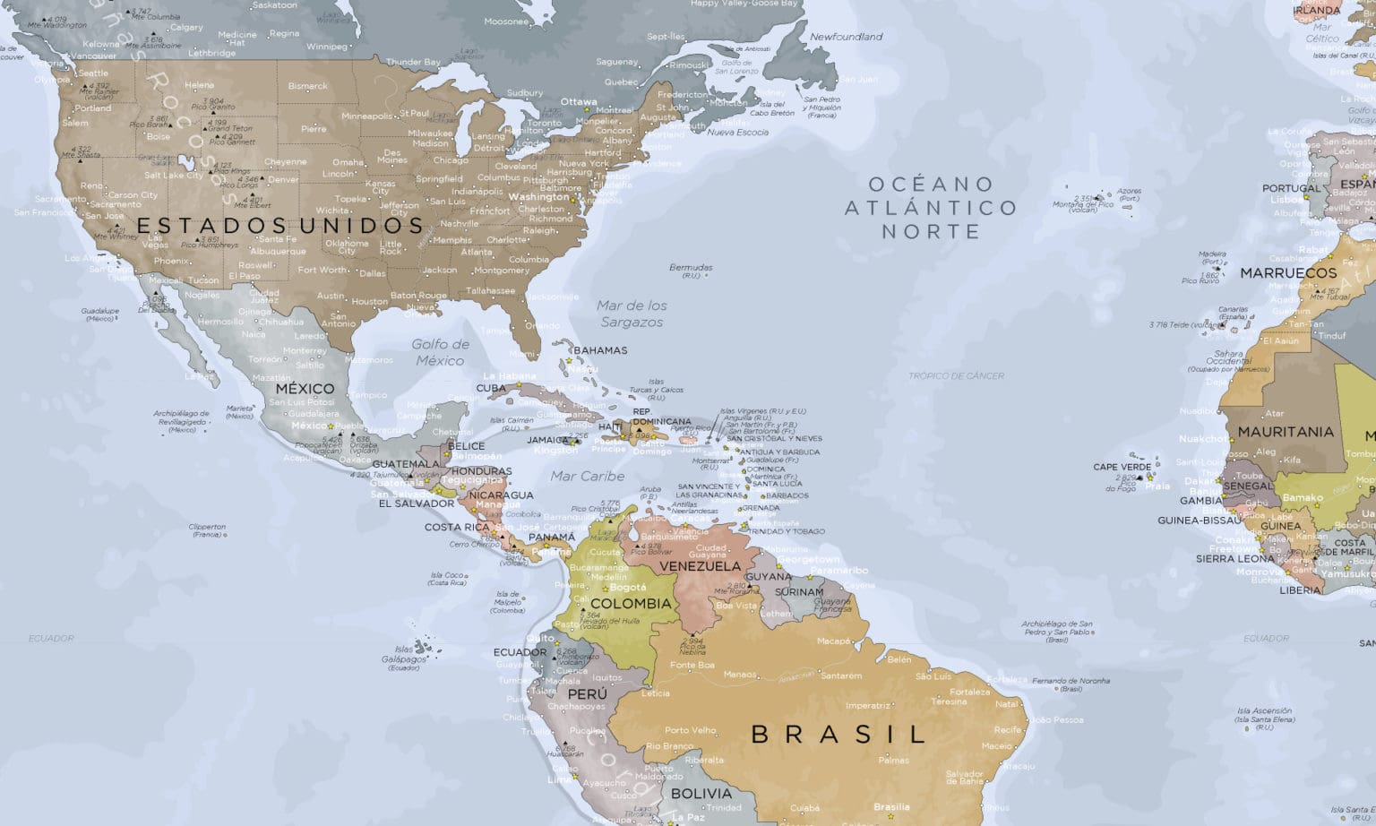 Mapa del mundo Completo - Mapa del mundo con la Antártida