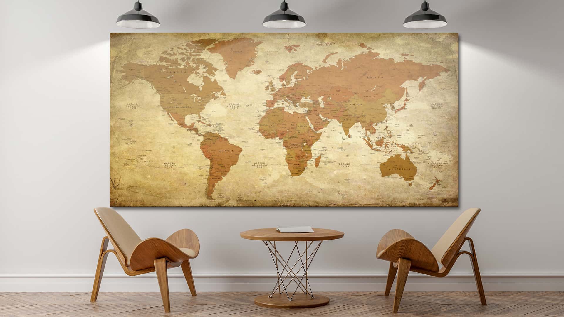 Mapamundi Vintage - Mapa Mundial Vintage - Mapamundi Decorativo